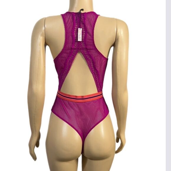Victoria’s Secret Sheer mesh & lace teddy magenta Large - Picture 3 of 4